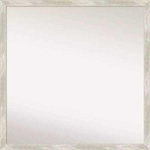 28" x 28" Non-Beveled Crackled Narrow Bathroom Wall Mirror Metallic Silver - Amanti Art: Includes Mounting Hardware, Polystyrene Frame