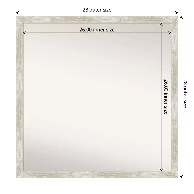 Specchio da parete per bagno sottile e screpolato senza smussatura da 71 x 71 cm, argento metallizzato - : Include hardware di montaggio, cornice in polistirene