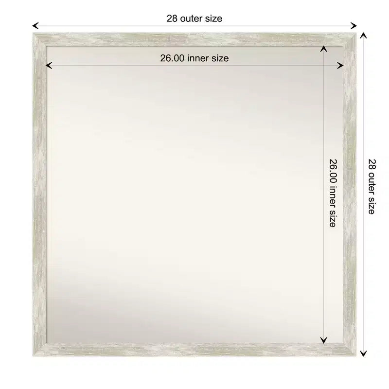 Specchio da parete per bagno sottile e screpolato senza smussatura da 71 x 71 cm, argento metallizzato - : Include hardware di montaggio, cornice in polistirene