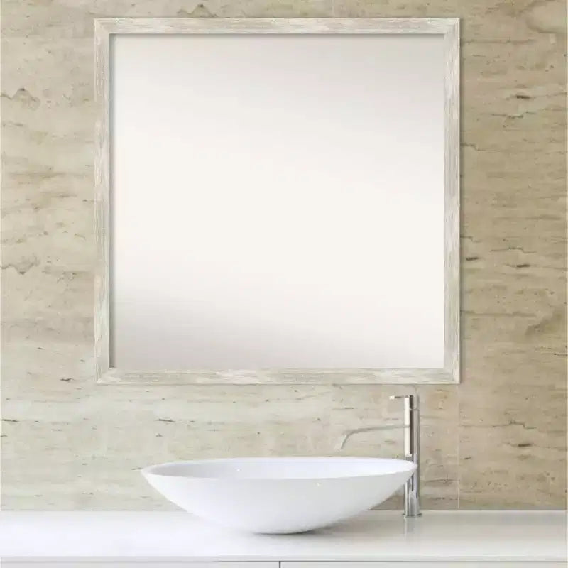 Specchio da parete per bagno sottile e screpolato senza smussatura da 71 x 71 cm, argento metallizzato - : Include hardware di montaggio, cornice in polistirene