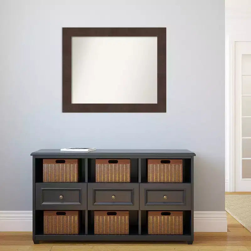 Specchio da parete per bagno 33" x 27" Wildwood Brown senza smussatura - : Rettangolare, Cornice in polistirene, Montaggio a parete