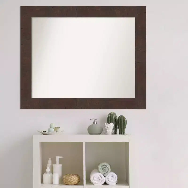 Specchio da parete per bagno 33" x 27" Wildwood Brown senza smussatura - : Rettangolare, Cornice in polistirene, Montaggio a parete
