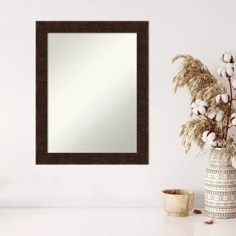Specchio da parete stretto 22" x 28" William Mottled Bronze senza smussatura