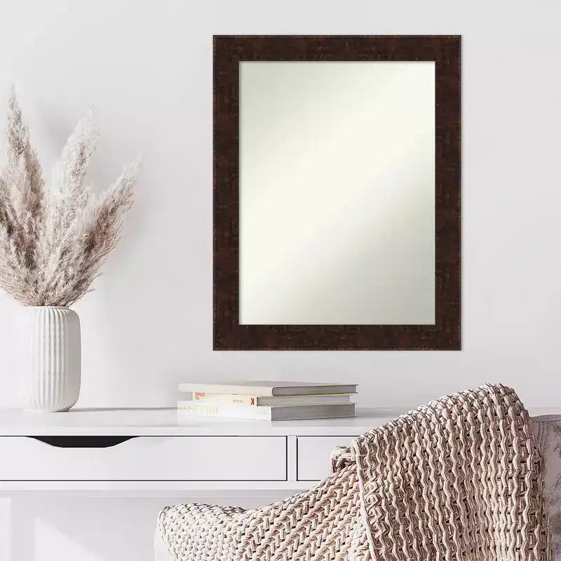Specchio da parete stretto 22" x 28" William Mottled Bronze senza smussatura