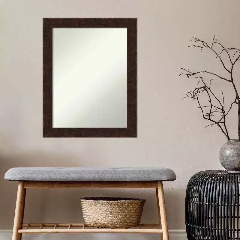 Specchio da parete stretto 22" x 28" William Mottled Bronze senza smussatura