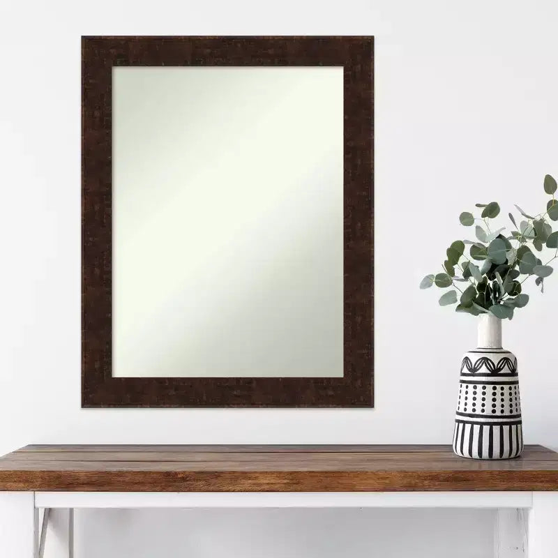 Specchio da parete stretto 22" x 28" William Mottled Bronze senza smussatura