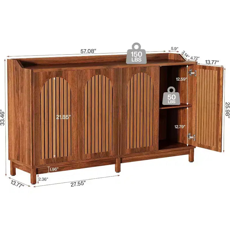 Mobiletto da cucina, 57 armadietto credenza rustico con anta a persiana e ripiano regolabile per sala da pranzo
