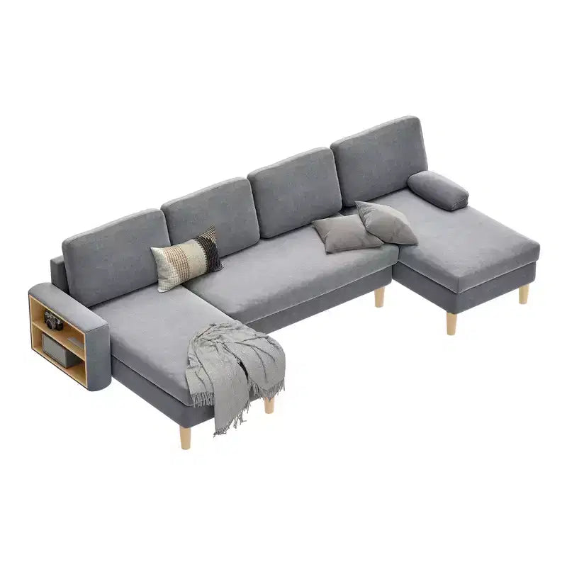 Divano sezionale modulare a U 109 Divano letto sezionale a 4 posti Comodo divano con braccioli Facile da montare per soggiorno camera da letto