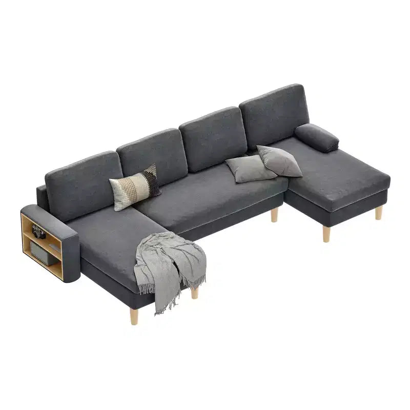 Divano sezionale modulare a U 109 Divano letto sezionale a 4 posti Comodo divano con braccioli Facile da montare per soggiorno camera da letto