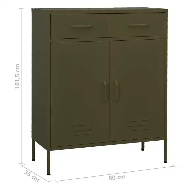 Armadietto portaoggetti in acciaio verde oliva 80 x 35 x 101,5 cm