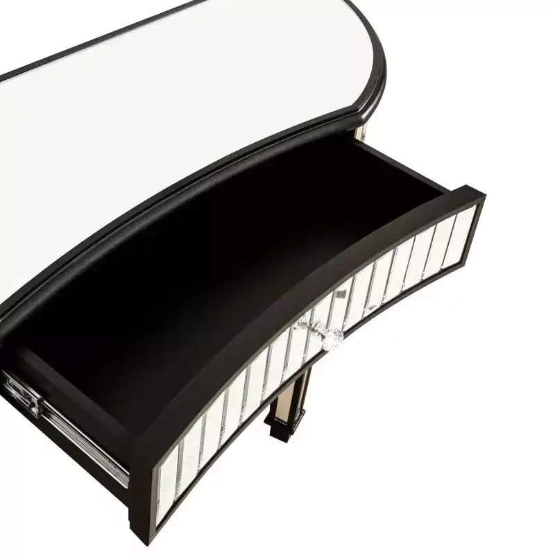 Consolle a Specchio Moderna da 47 Pollici con Cassetto Contenitore, Tavolo d'Ingresso a Mezzaluna per Corridoio, Spogliatoio o Soggiorno