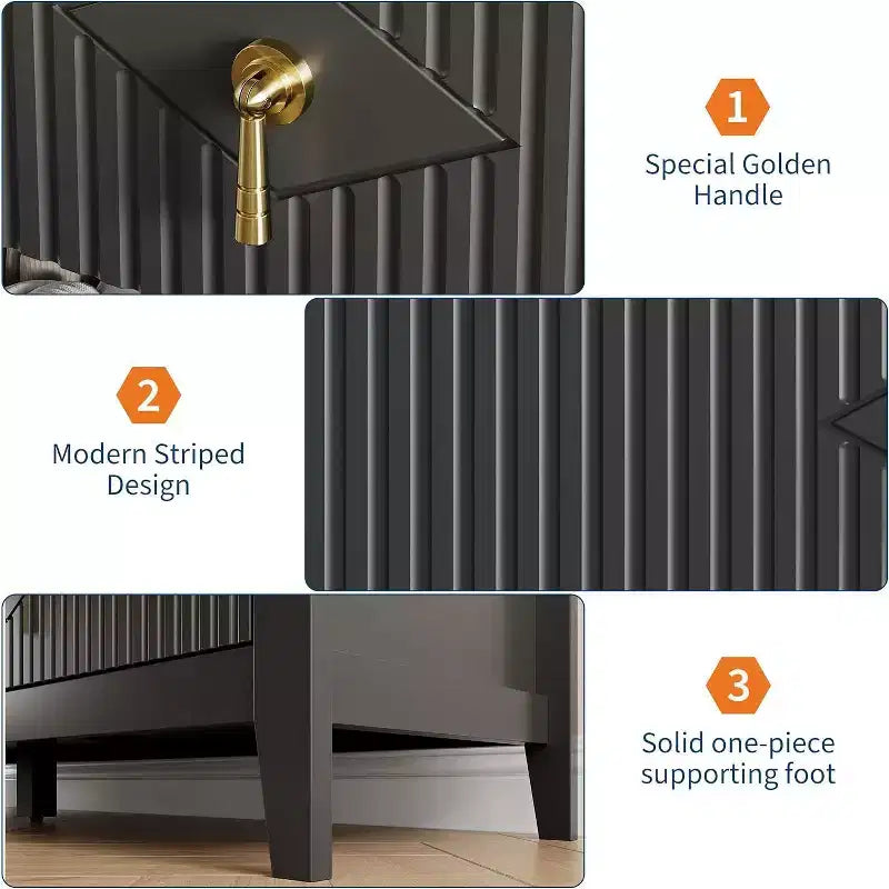 Comò a 7 cassetti scanalati, Mobile contenitore largo con cassetti profondi e sistema antiribaltamento, 54 pollici