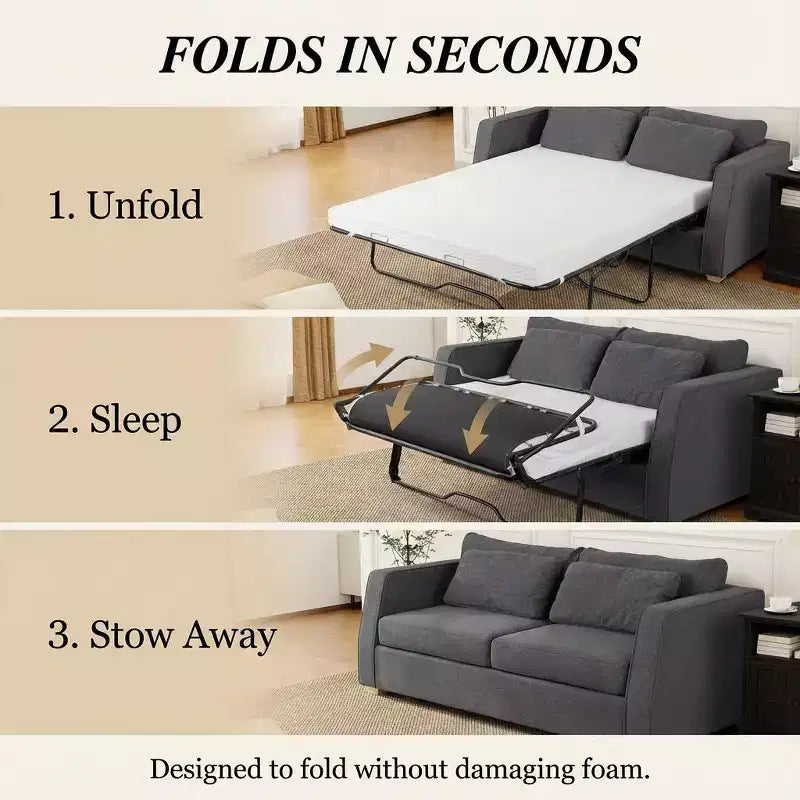 4 Materasso di Ricambio in Memory Foam Gel per Divano Letto, Materasso per Divano con Rivestimento Lavabile per Divano Estraibile, CertiPUR-US