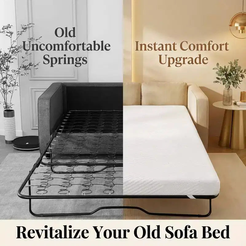 4 Materasso di Ricambio in Memory Foam Gel per Divano Letto, Materasso per Divano con Rivestimento Lavabile per Divano Estraibile, CertiPUR-US