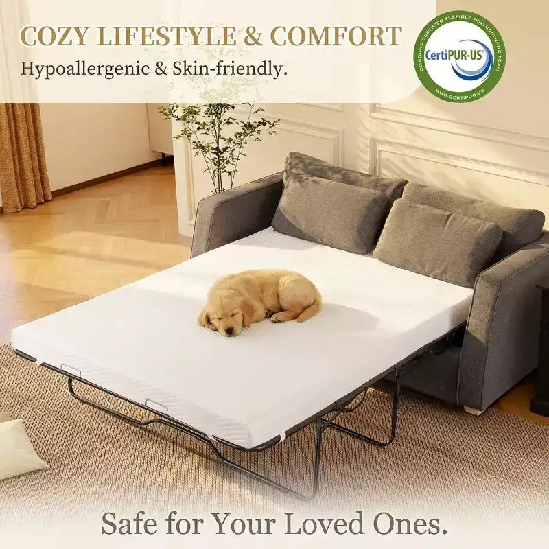 4 Materasso di Ricambio in Memory Foam Gel per Divano Letto, Materasso per Divano con Rivestimento Lavabile per Divano Estraibile, CertiPUR-US