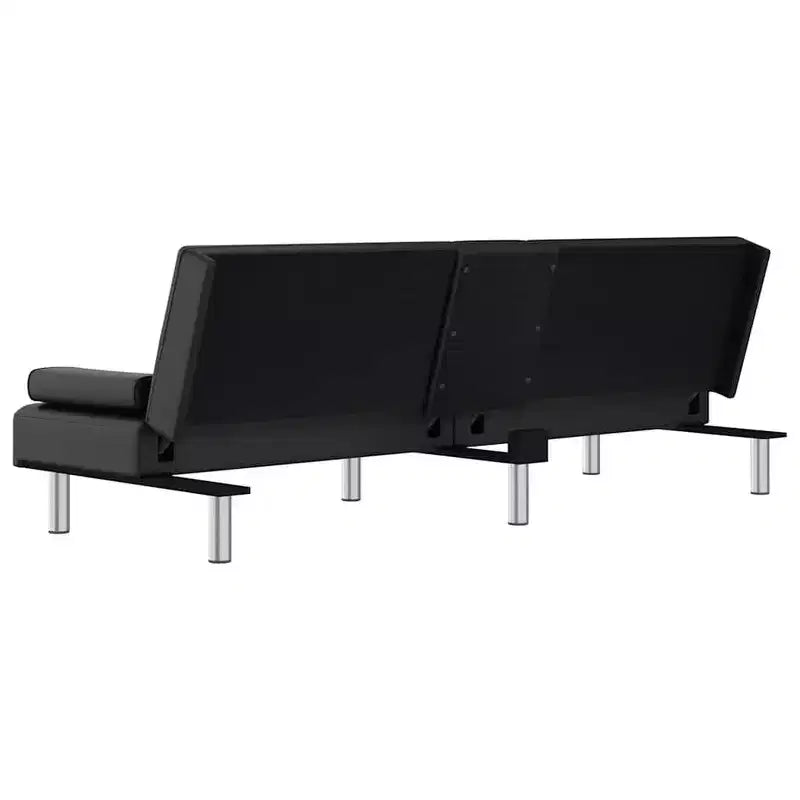 Divano letto pieghevole con portabicchieri in similpelle