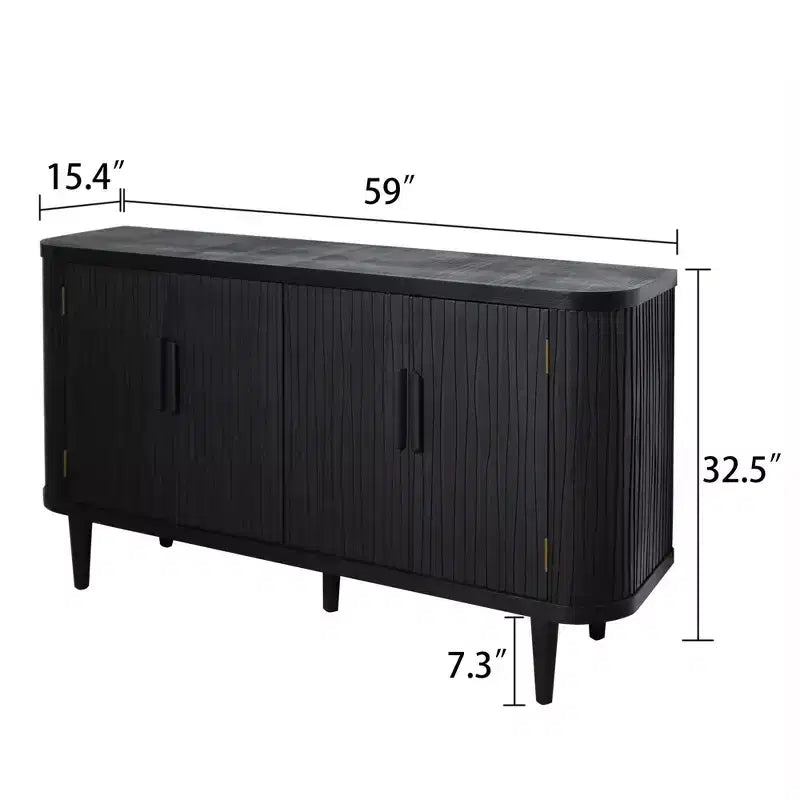 Mobile contenitore moderno in legno da 59'' con 4 ante e 2 ripiani regolabili