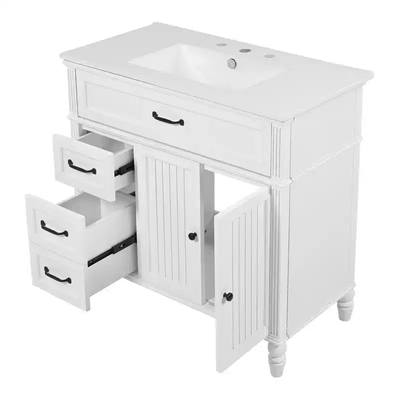 Mobile bagno lavabo 36 pollici, mobiletto bagno contenitore con cassetti, mobile lavabo bagno singolo