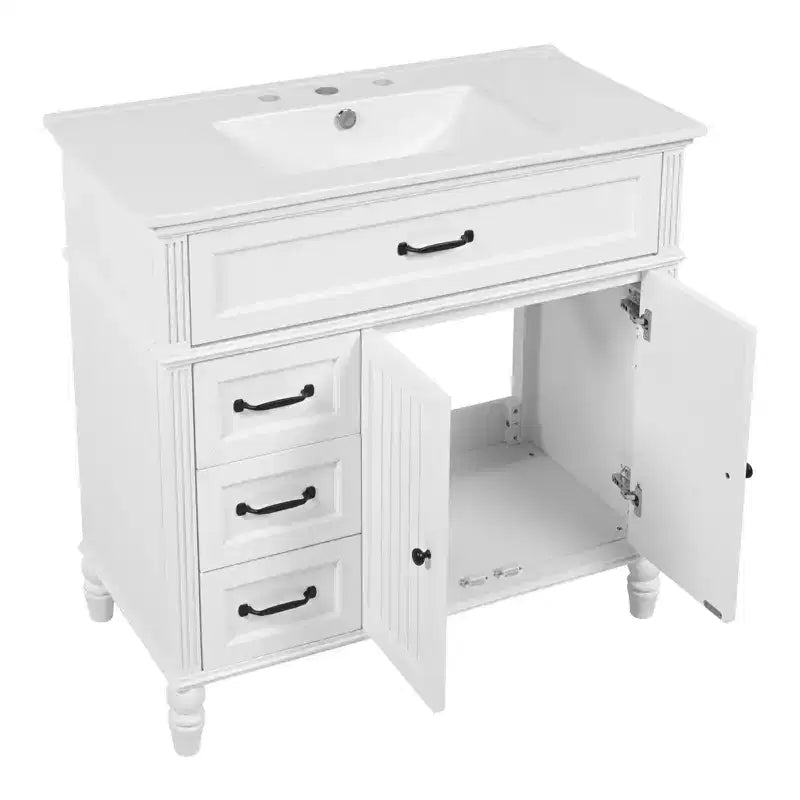 Mobile bagno lavabo 36 pollici, mobiletto bagno contenitore con cassetti, mobile lavabo bagno singolo