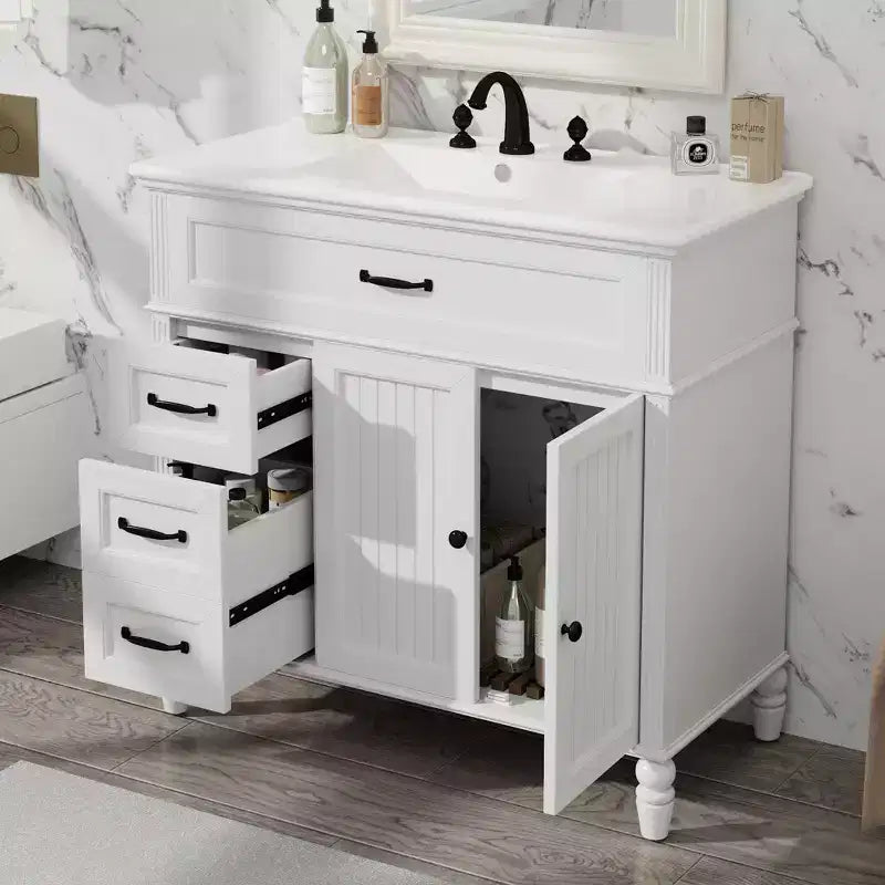 Mobile bagno lavabo 36 pollici, mobiletto bagno contenitore con cassetti, mobile lavabo bagno singolo