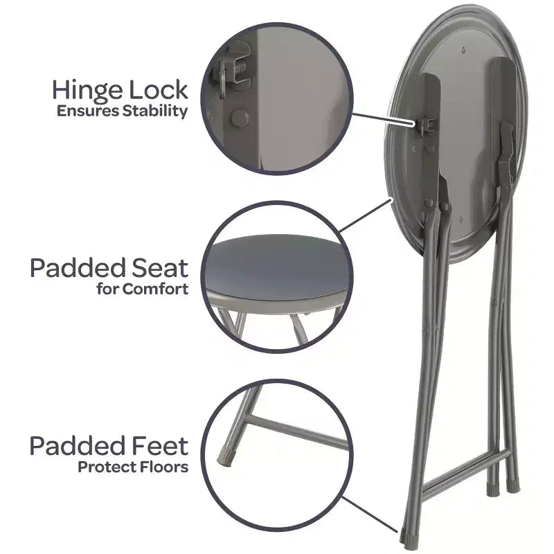 di 4 sgabelli da bar pieghevoli, sgabello resistente da 45,72 cm con capacità di 102 kg e sedile imbottito per dormitorio, sala ricreativa o sala giochi