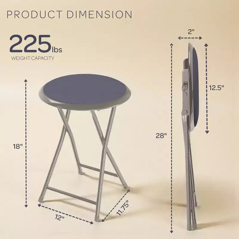 di 4 sgabelli da bar pieghevoli, sgabello resistente da 45,72 cm con capacità di 102 kg e sedile imbottito per dormitorio, sala ricreativa o sala giochi