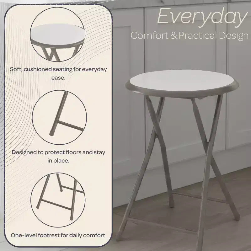 di 4 sgabelli da bar pieghevoli, sgabello resistente da 45,72 cm con capacità di 102 kg e sedile imbottito per dormitorio, sala ricreativa o sala giochi