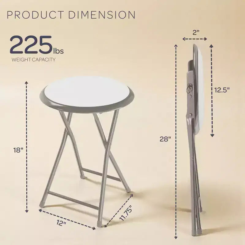di 4 sgabelli da bar pieghevoli, sgabello resistente da 45,72 cm con capacità di 102 kg e sedile imbottito per dormitorio, sala ricreativa o sala giochi