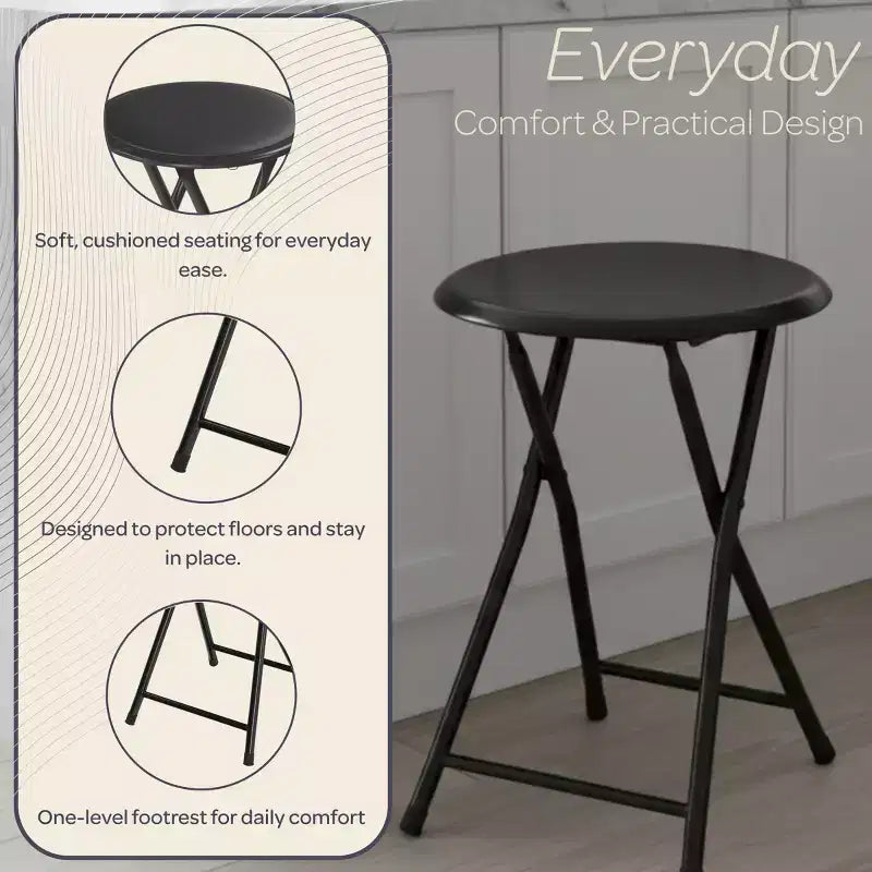 di 4 sgabelli da bar pieghevoli, sgabello resistente da 45,72 cm con capacità di 102 kg e sedile imbottito per dormitorio, sala ricreativa o sala giochi