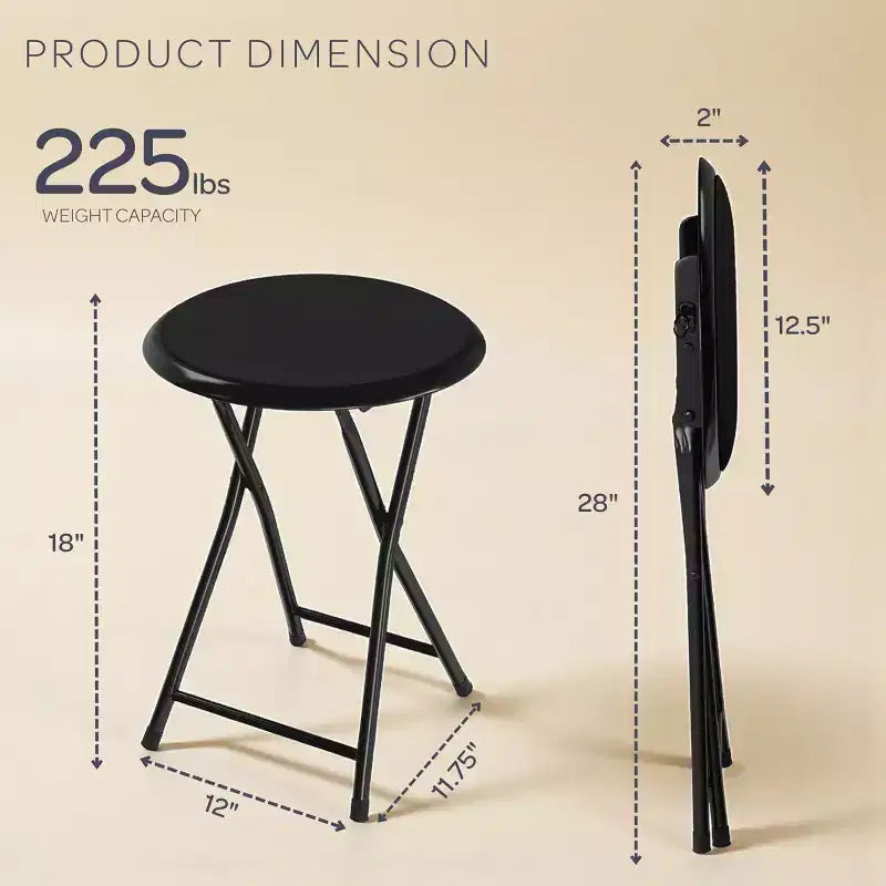 di 4 sgabelli da bar pieghevoli, sgabello resistente da 45,72 cm con capacità di 102 kg e sedile imbottito per dormitorio, sala ricreativa o sala giochi