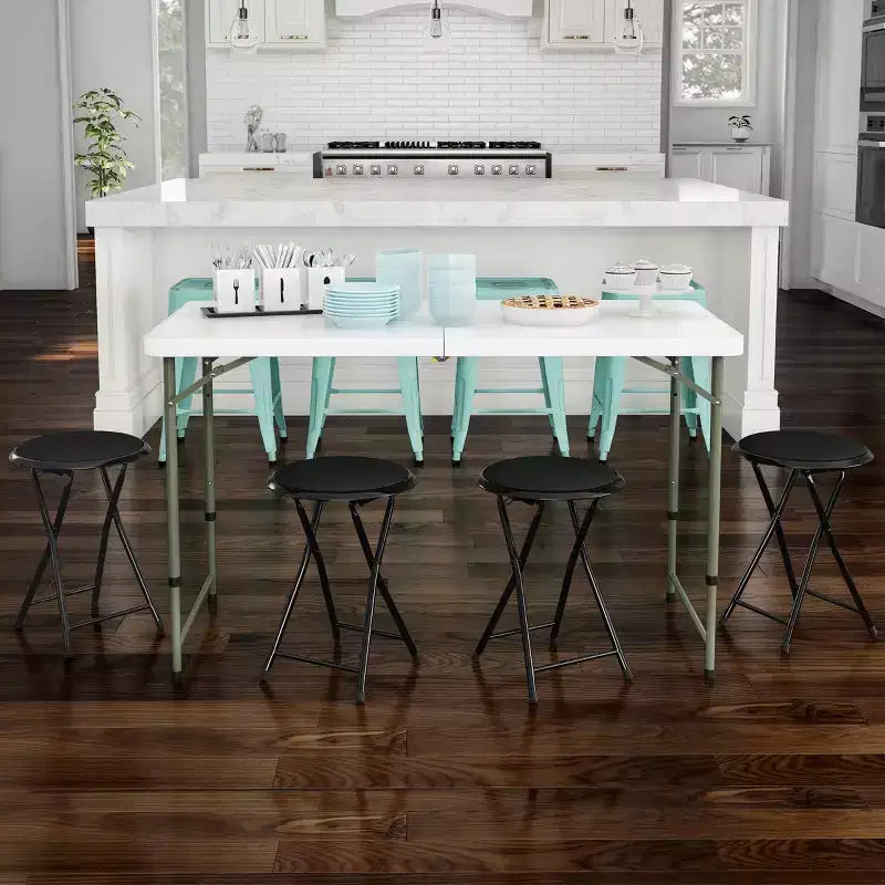 Lavish Home Set of 4 Folding Bar Stools, Heavy-Duty 18 in. Stool with 225lbs Capacity and Padded Seats for Dorm, Recreation or Game Room