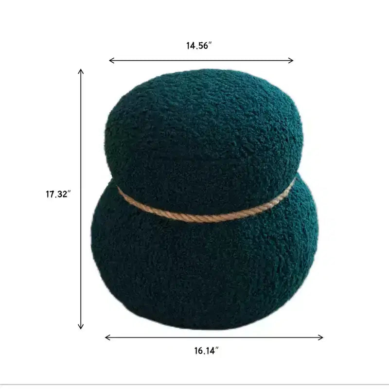 Pouf Rotondo a Forma di Pupazzo di Neve, Sgabello Carino Rivestito in Lana di Agnello, Sgabello da Trucco con Struttura in Legno, Panca Porta Scarpe per Soggiorno, Camera da Letto, Ingresso