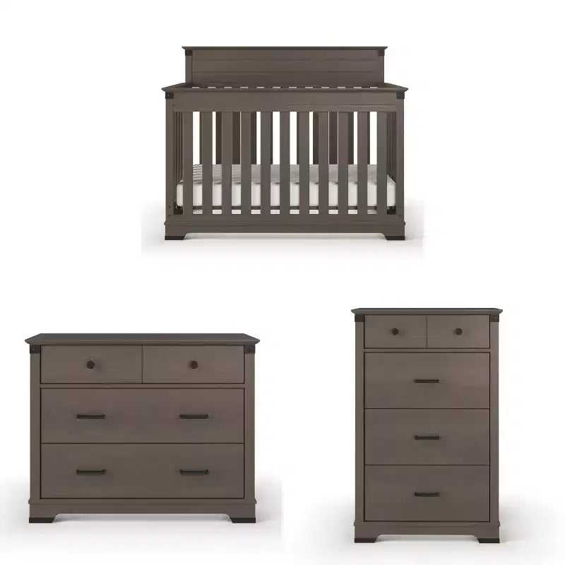 Cameretta Redmond con culla, cassettiera e comò, 3 pezzi, include culla convertibile 4-in-1, cassettiera e comò