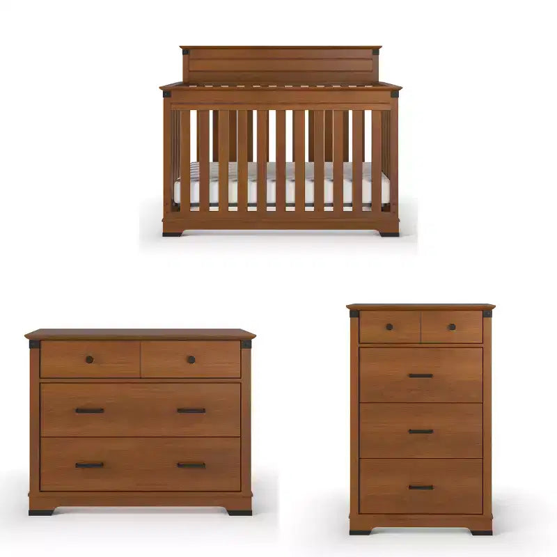 Cameretta Redmond con culla, cassettiera e comò, 3 pezzi, include culla convertibile 4-in-1, cassettiera e comò