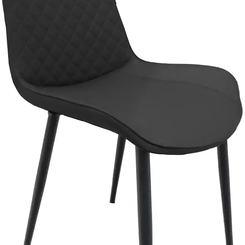 Sedie da pranzo moderne, set da 4, con gambe in metallo, sedie da pranzo imbottite con motivo a rombi, sedie per sala da pranzo, nere