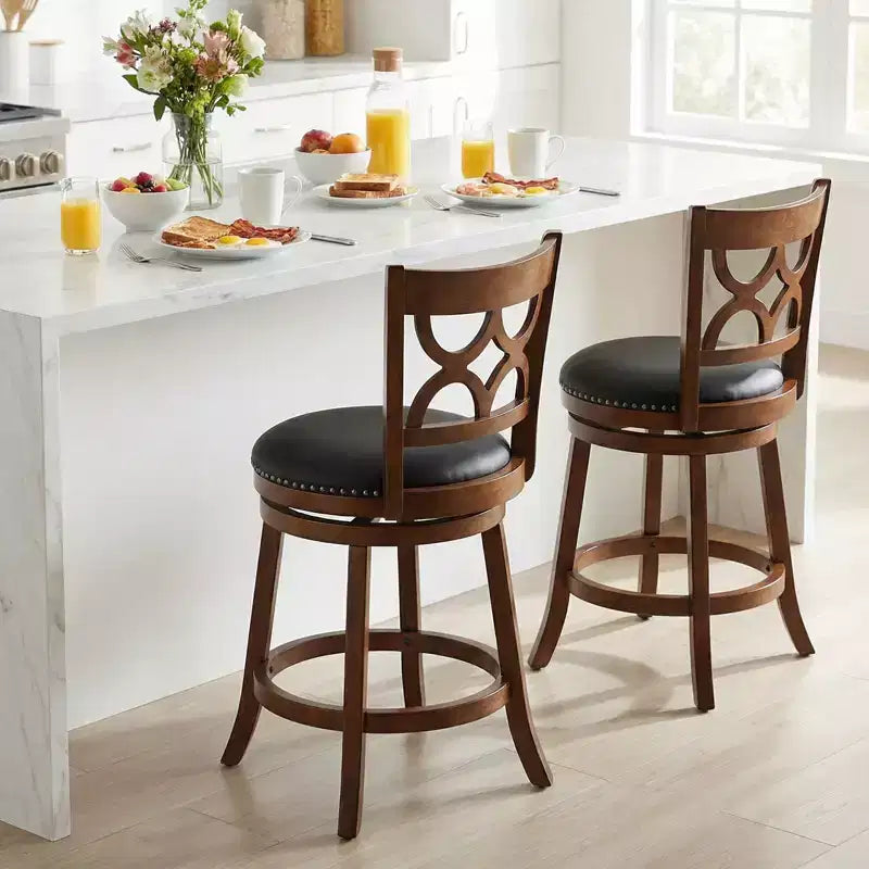 Sgabelli da Bar Altezza 66 cm (26'') Set da 4 con Struttura in Legno di Gomma e Seduta Imbottita