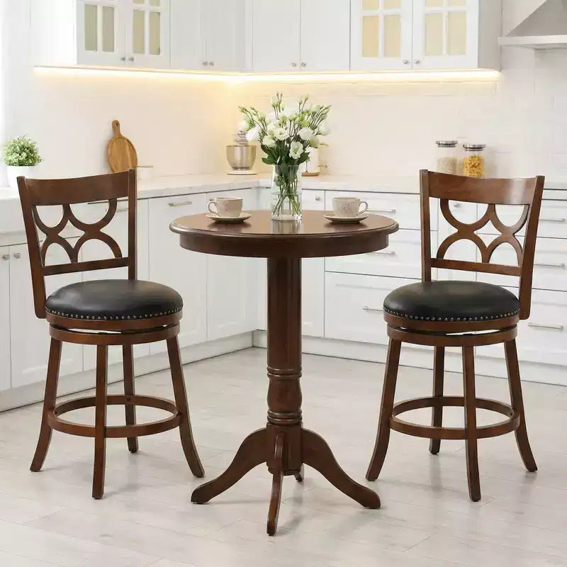 Sgabelli da Bar Altezza 66 cm (26'') Set da 4 con Struttura in Legno di Gomma e Seduta Imbottita