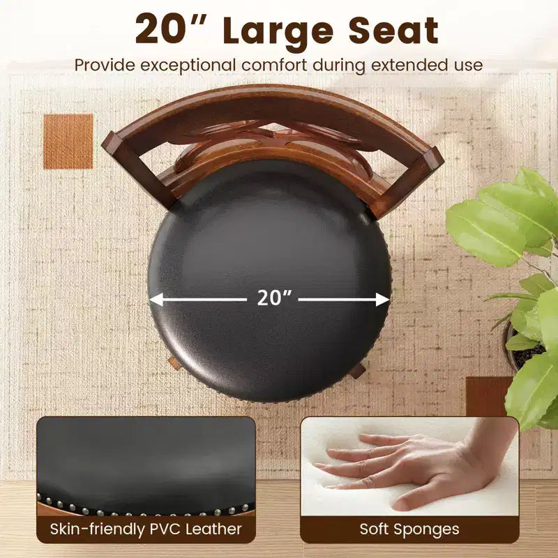 Sgabelli da Bar Altezza 66 cm (26'') Set da 4 con Struttura in Legno di Gomma e Seduta Imbottita