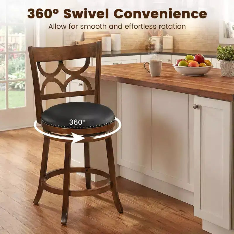 Sgabelli da Bar Altezza 66 cm (26'') Set da 4 con Struttura in Legno di Gomma e Seduta Imbottita
