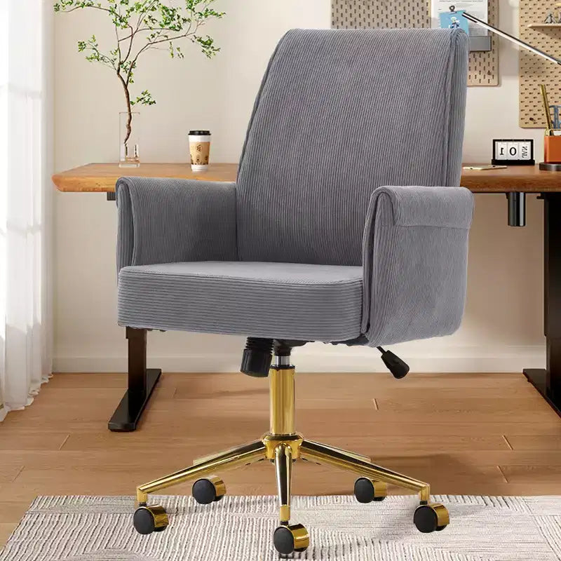 Sedia da ufficio a schienale medio, sollevabile, in tessuto a righe, ergonomica. Ideale per lavoro, studio e relax