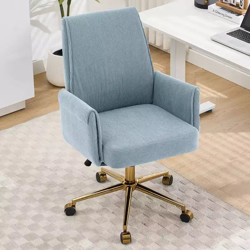 Sedia da ufficio a schienale medio, sollevabile, in tessuto a righe, ergonomica. Ideale per lavoro, studio e relax