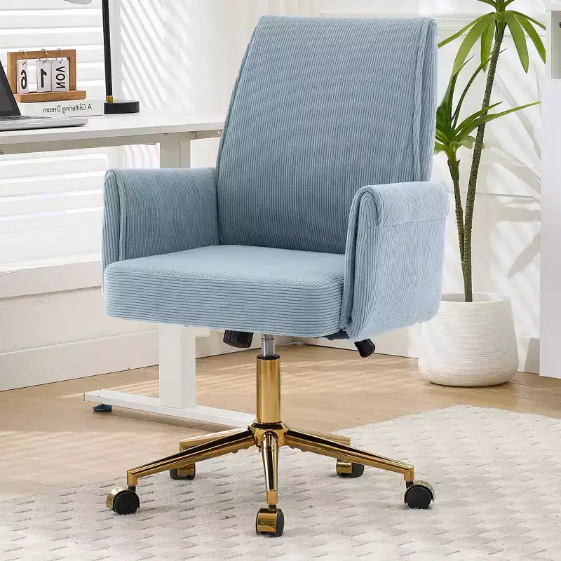 Sedia da ufficio a schienale medio, sollevabile, in tessuto a righe, ergonomica. Ideale per lavoro, studio e relax
