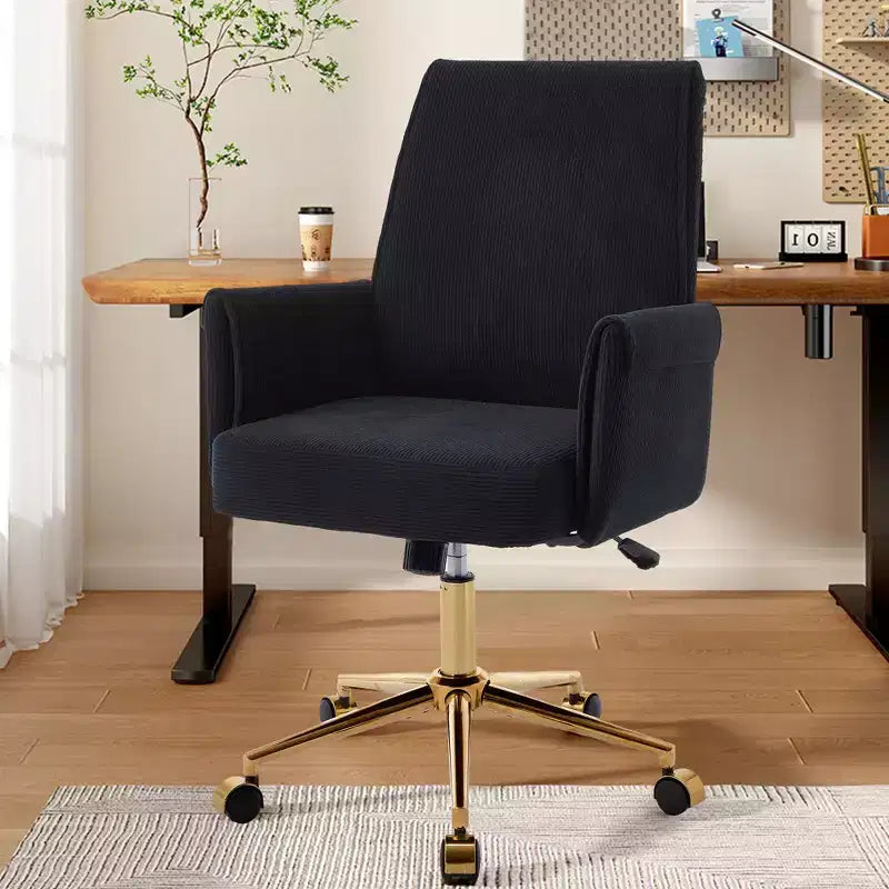 Sedia da ufficio a schienale medio, sollevabile, in tessuto a righe, ergonomica. Ideale per lavoro, studio e relax
