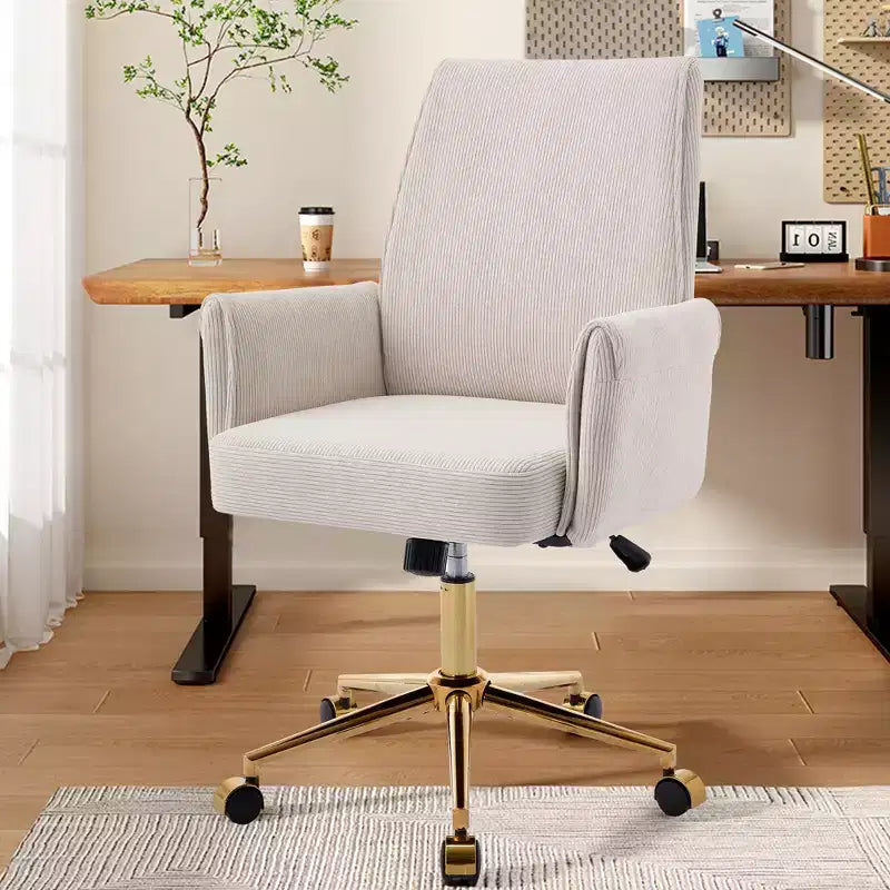 Sedia da ufficio a schienale medio, sollevabile, in tessuto a righe, ergonomica. Ideale per lavoro, studio e relax