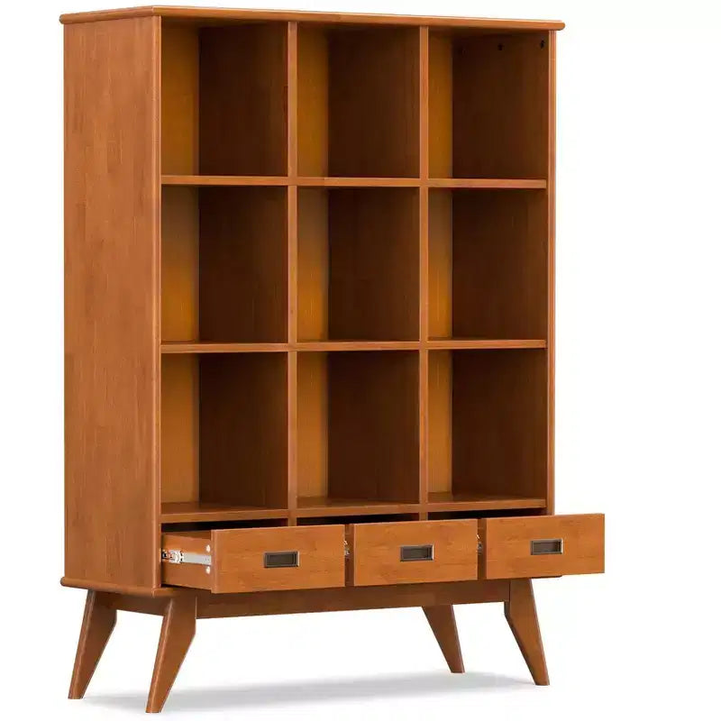 Libreria a colonna in legno massello marrone Teak, stile Mid-Century, larghezza 42 pollici