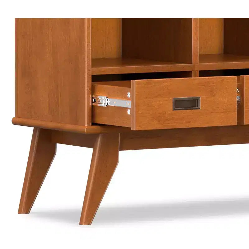 Libreria a colonna in legno massello marrone Teak, stile Mid-Century, larghezza 42 pollici
