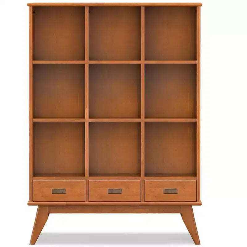 Libreria a colonna in legno massello marrone Teak, stile Mid-Century, larghezza 42 pollici