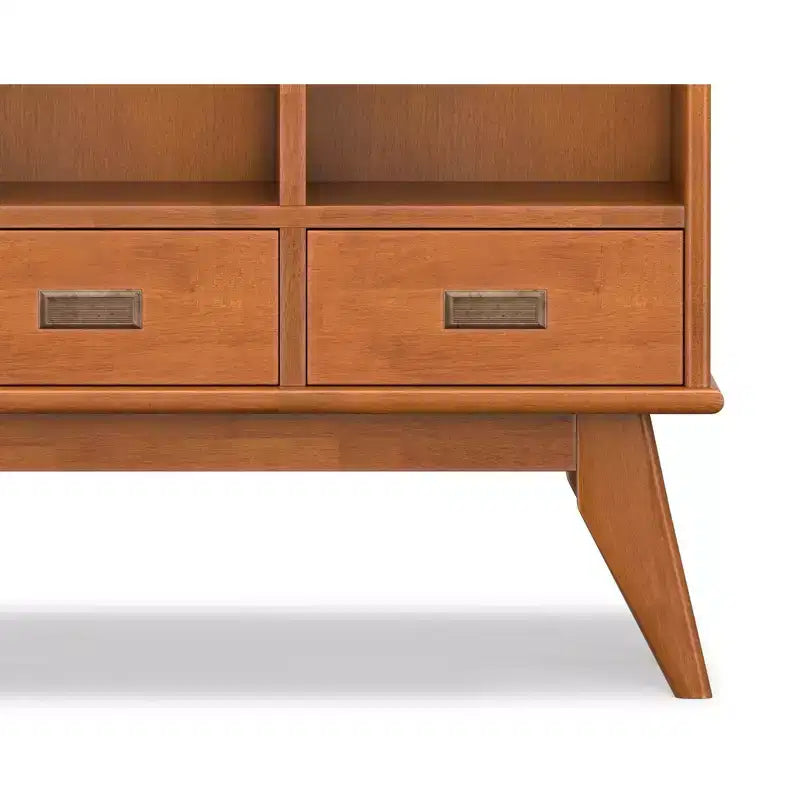 Libreria a colonna in legno massello marrone Teak, stile Mid-Century, larghezza 42 pollici
