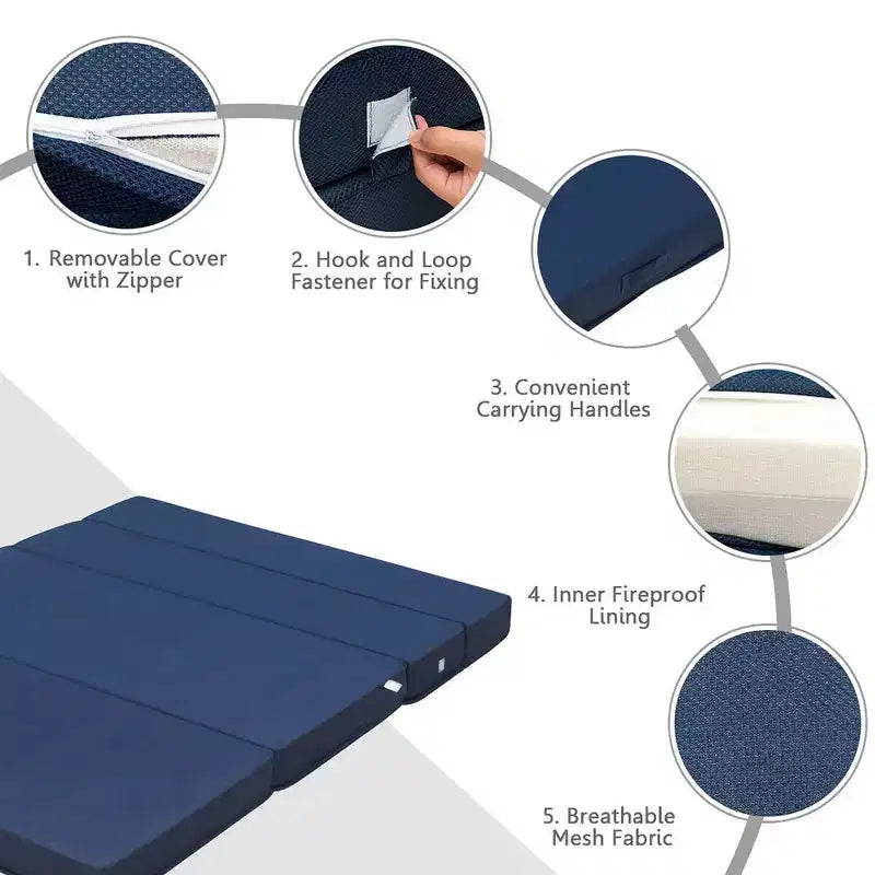 Materasso Pieghevole 4'' Queen Size - in Schiuma, Pieghevole, per Divano Letto, Ospiti