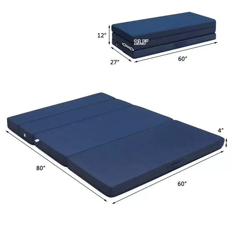 Materasso Pieghevole 4'' Queen Size - in Schiuma, Pieghevole, per Divano Letto, Ospiti
